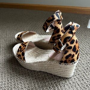 J.Crew Leopard Print Calf hair Espadrille Wedge Sandals